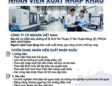 TUYỂN DỤNG NHÂN VIÊN XUẤT NHẬP KHẨU